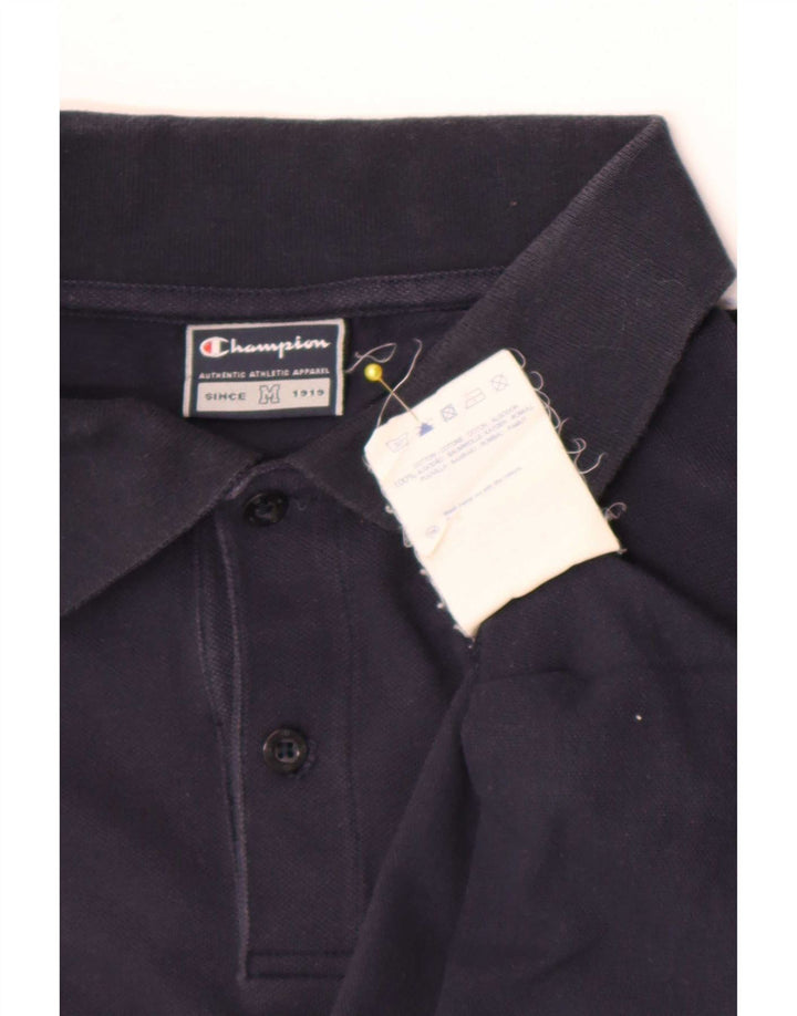 Polo da uomo a maniche lunghe Champion in cotone blu navy medio