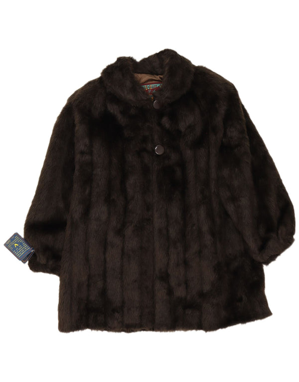 Cappotto da donna in pelliccia sintetica Nicola D'Angelo UK 16 grande marrone