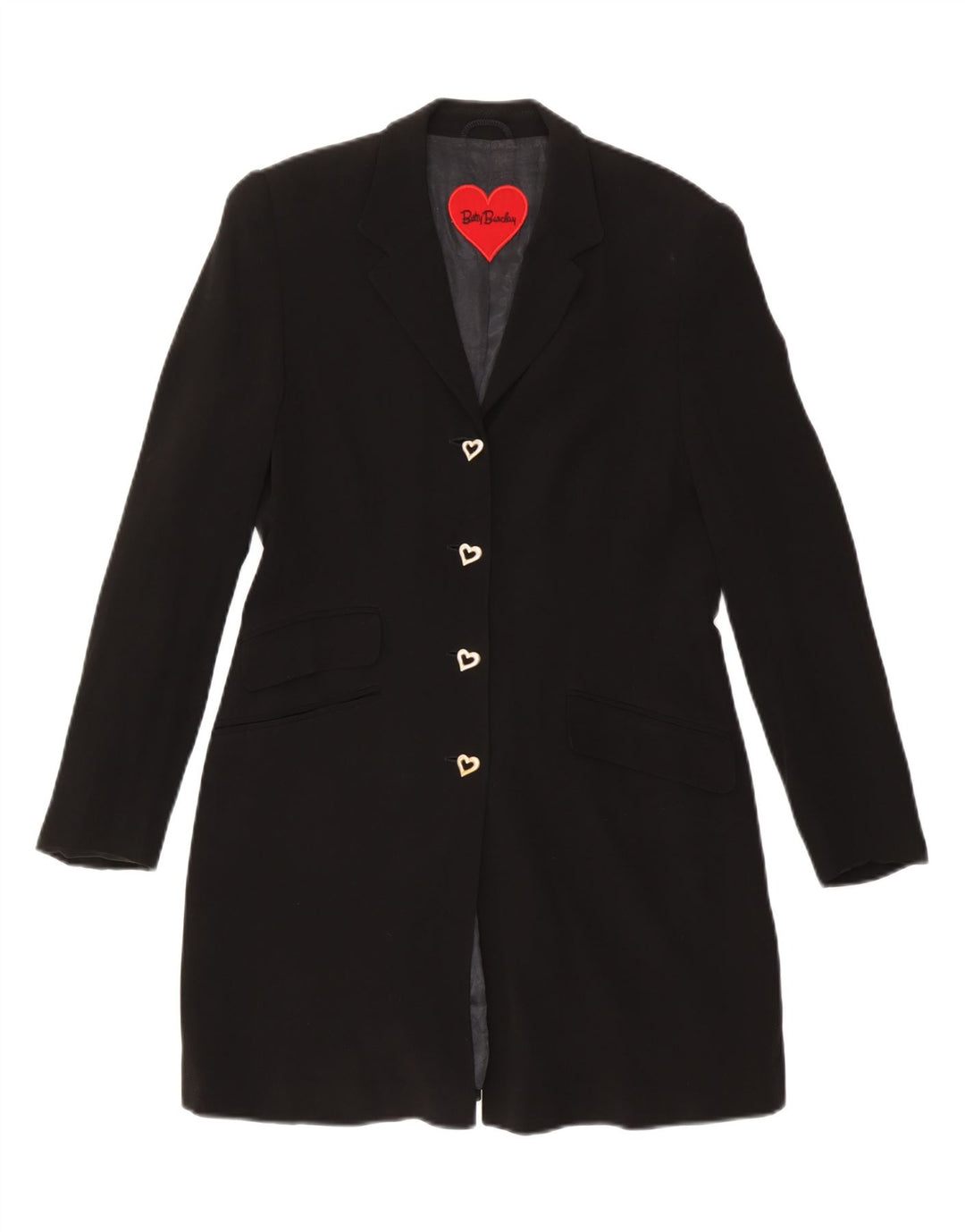 Giacca blazer lunga a 4 bottoni da donna Betty Barclay UK 12 media nera
