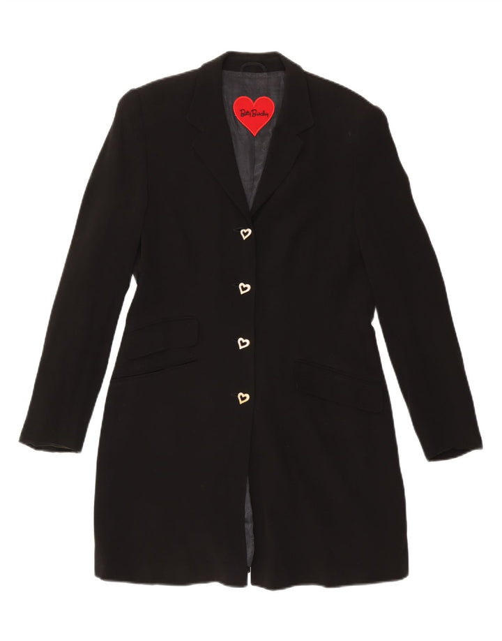 Giacca blazer lunga a 4 bottoni da donna Betty Barclay UK 12 media nera