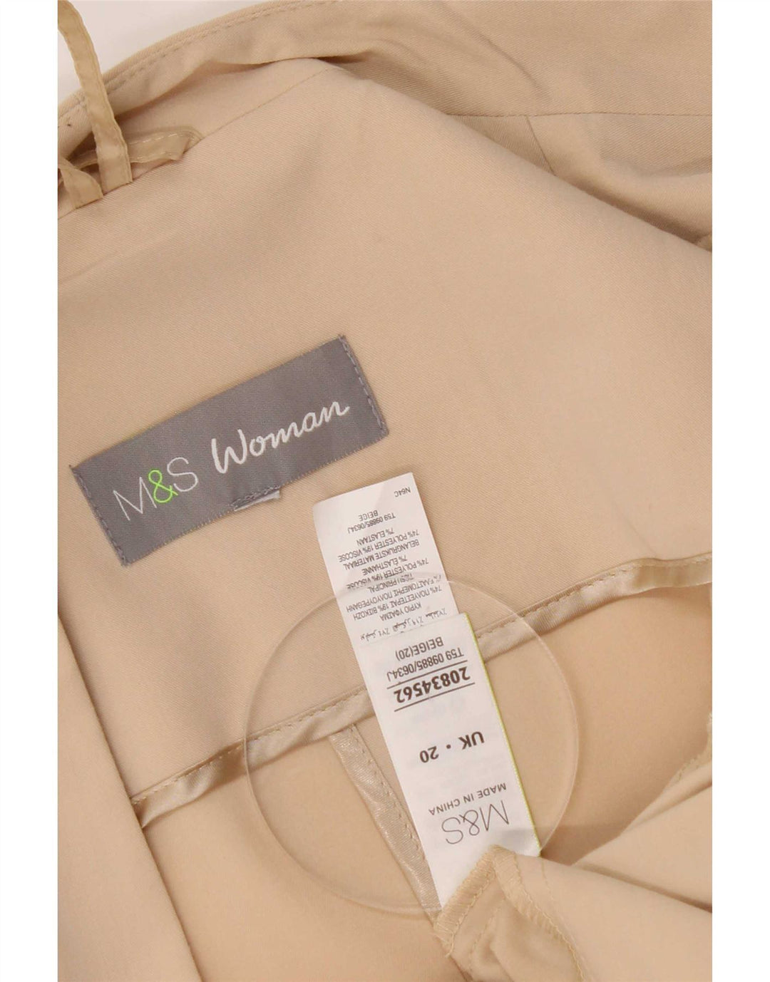 Giacca blazer aperta da donna Marks & Spencer UK 20 2XL Poliestere beige