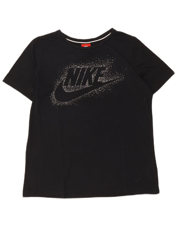T-shirt grafica da donna Nike Top UK 14 medio nero poliestere