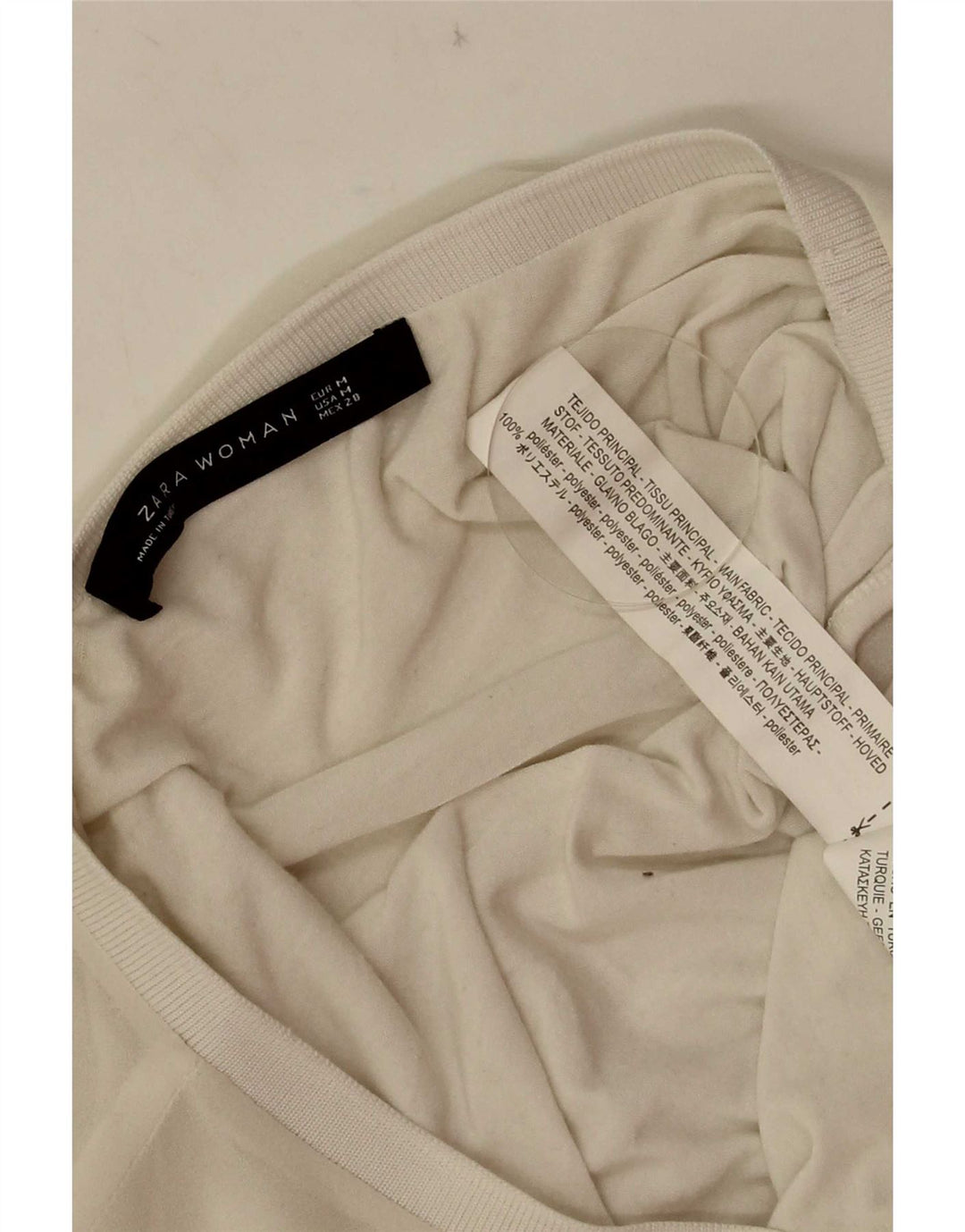 Blusa oversize da donna Zara Top UK 14 Poliestere bianco medio