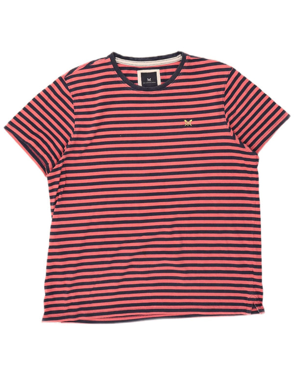 Crew Clothing T-shirt regolare da uomo a maniche corte 2XL Cotone a righe rosa