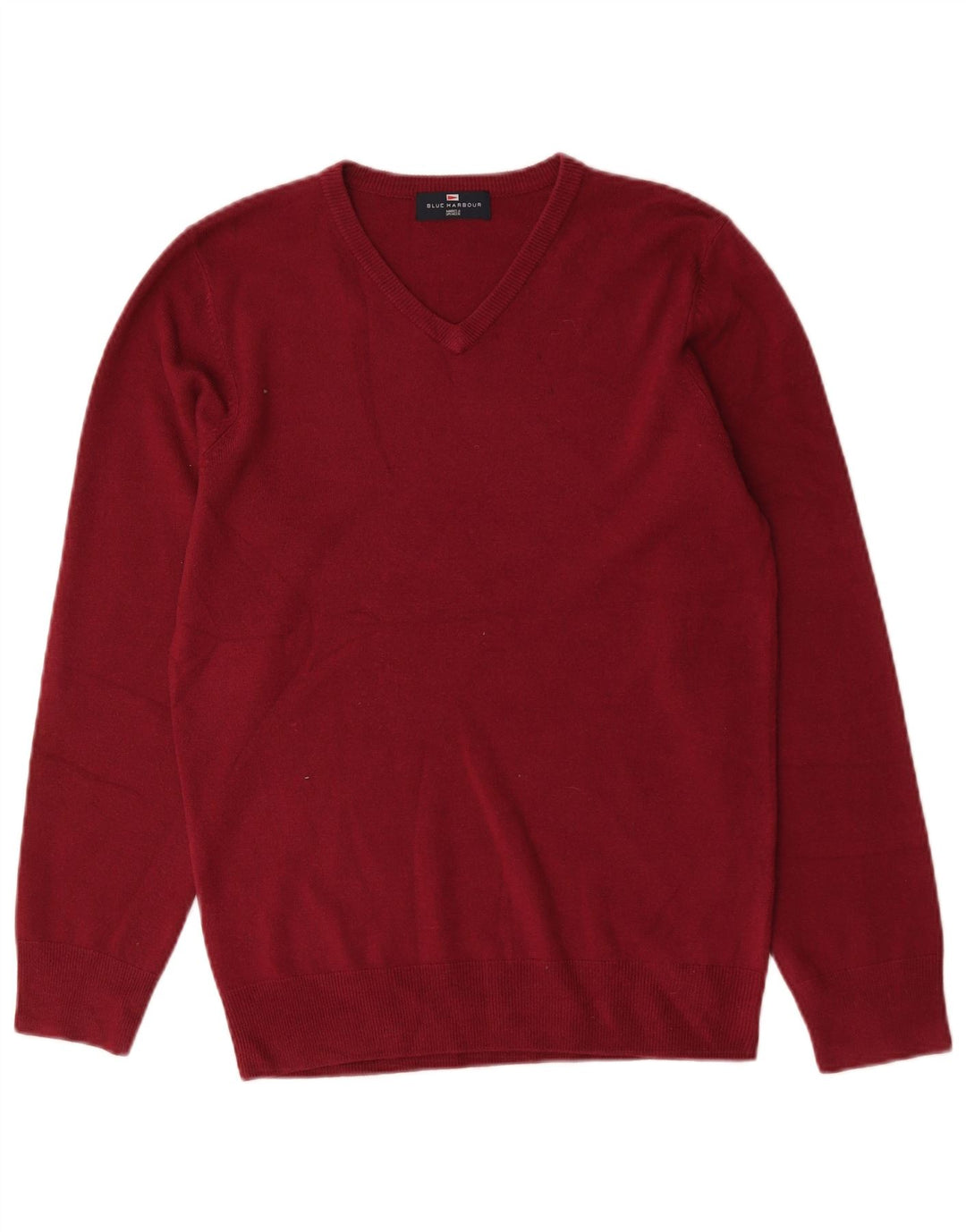 Maglione da uomo con scollo a V blu Harbour Marks & Spencer piccolo acrilico rosso
