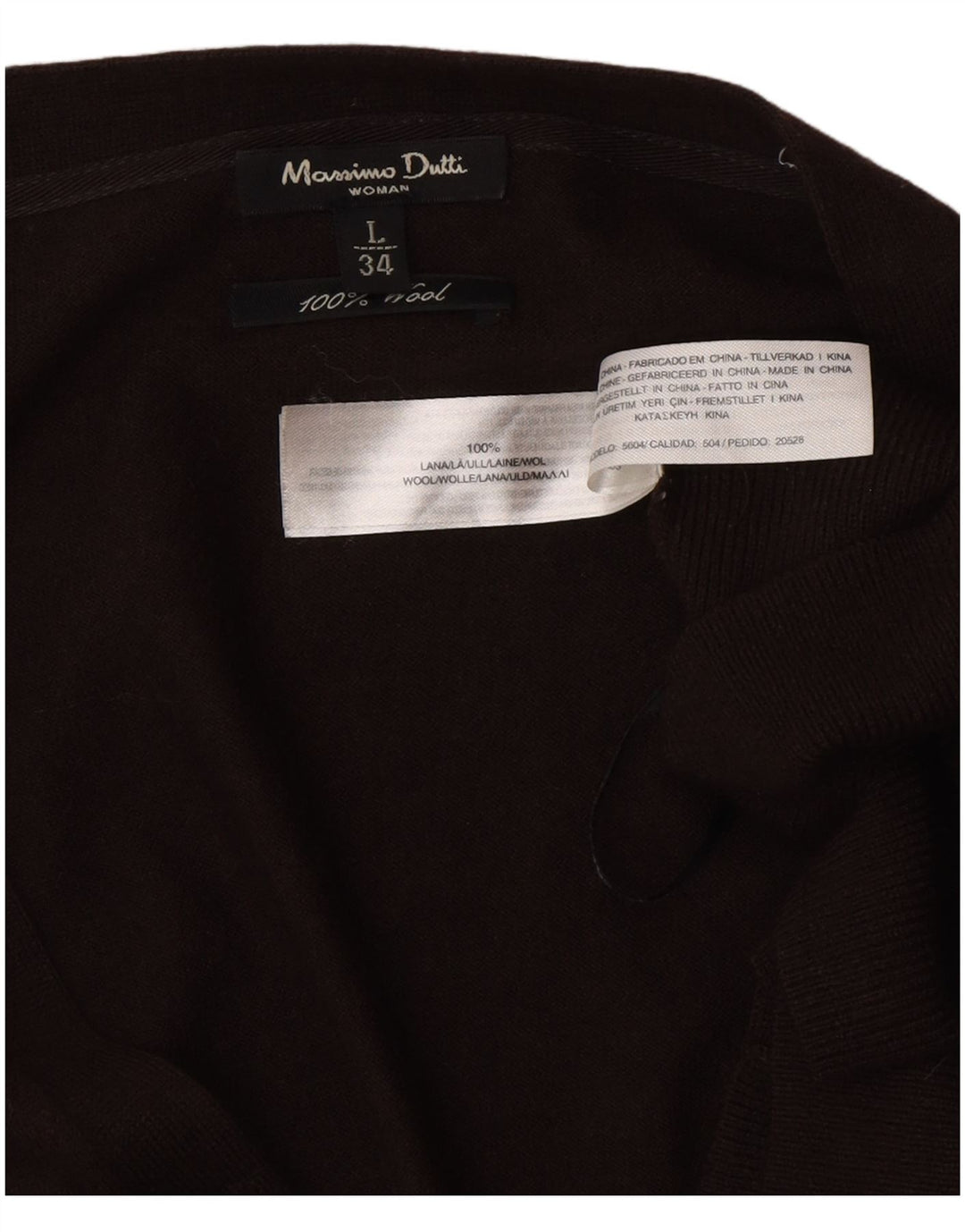 Massimo Dutti Maglione cardigan lungo da donna UK 14 Large Marrone Lana