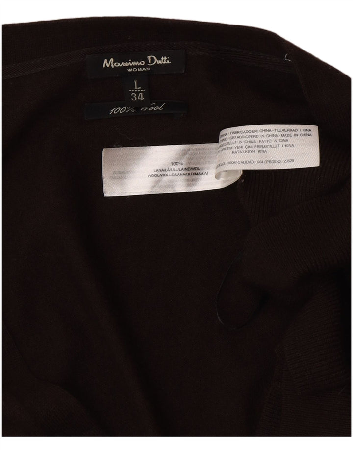 Massimo Dutti Maglione cardigan lungo da donna UK 14 Large Marrone Lana
