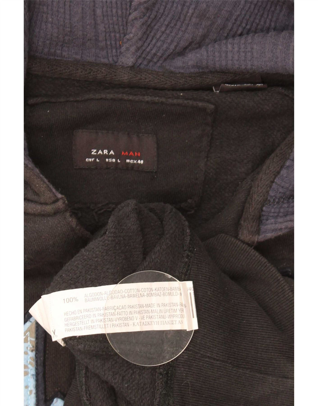 Maglione con cappuccio grafico da uomo Zara grande in cotone nero