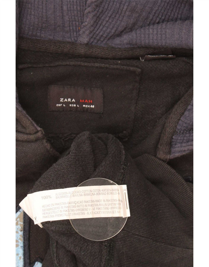 Maglione con cappuccio grafico da uomo Zara grande in cotone nero