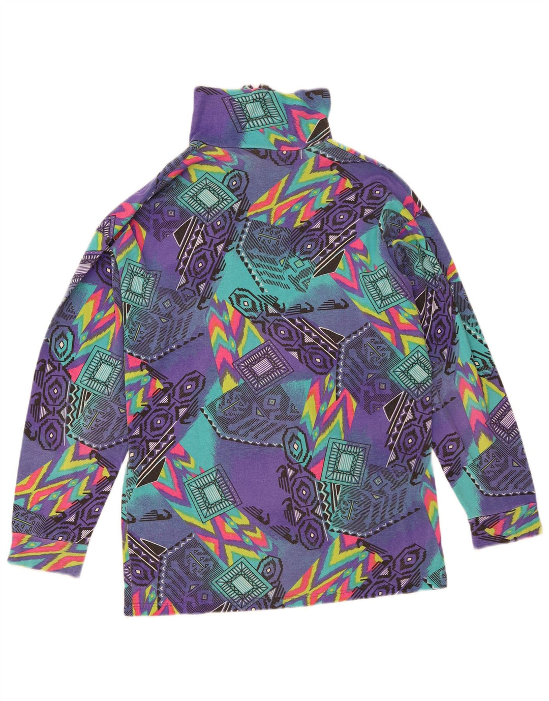 Medico Top grafico da uomo con zip e collo a maniche lunghe EU 48 Viola medio geometrico