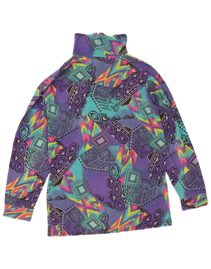 Medico Top grafico da uomo con zip e collo a maniche lunghe EU 48 Viola medio geometrico