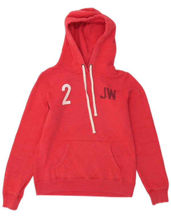 Maglione con cappuccio grafico da donna Jack Wills UK 12 cotone rosso medio