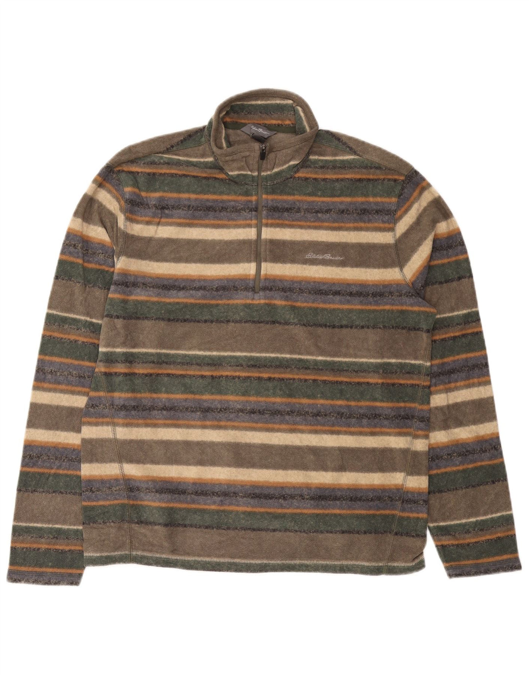 EDDIE BAUER Maglione in pile da uomo con zip e collo medio a righe multicolore