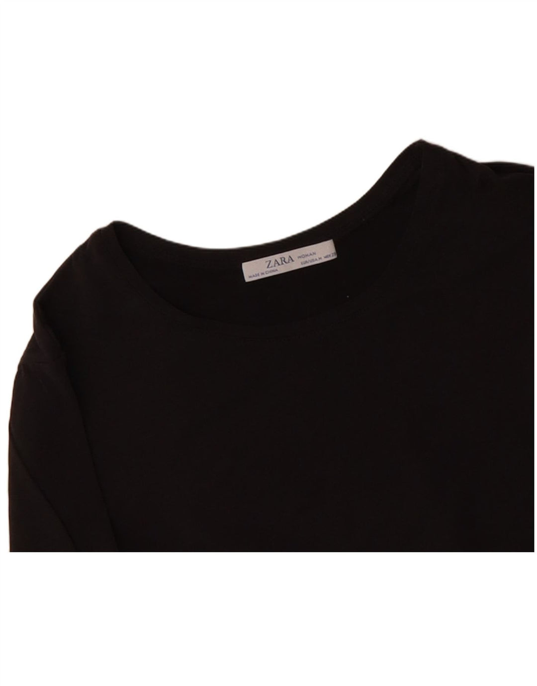 ZARA Womens Crop Top Long Sleeve UK 12 Medium Black Modal