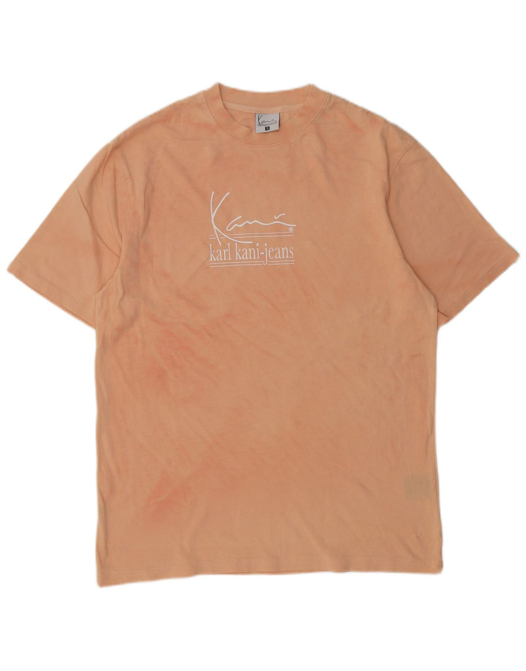 KARL KANI T-shirt grafica da uomo Top Small in cotone tie-dye rosa