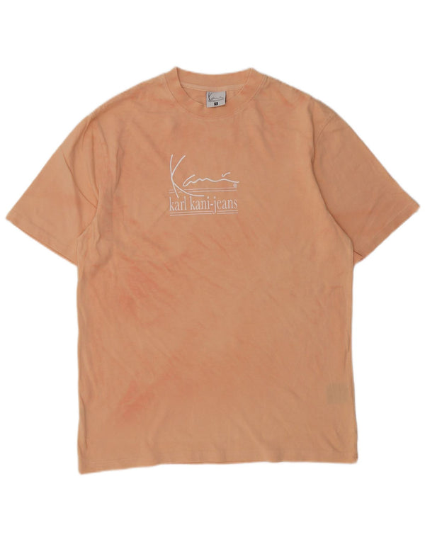 KARL KANI T-shirt grafica da uomo Top Small in cotone tie-dye rosa