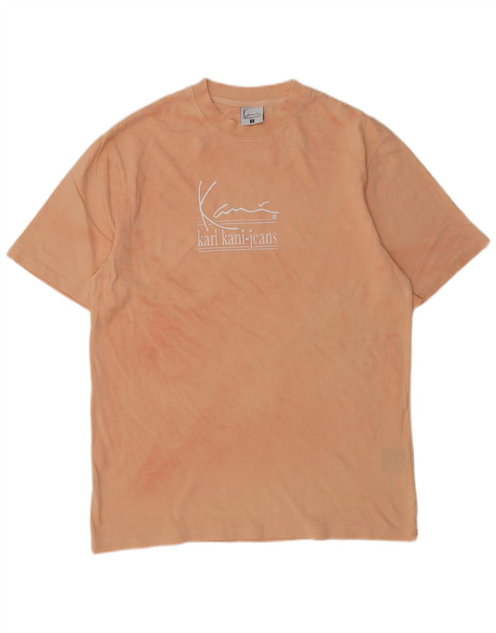 KARL KANI T-shirt grafica da uomo Top Small in cotone tie-dye rosa
