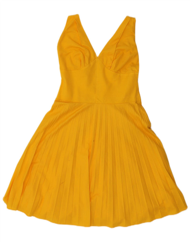 Abito vintage da donna senza maniche a trapezio IT 46 grande giallo