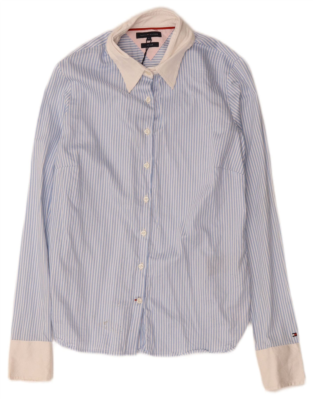 Camicia da donna Tommy Hilfiger US 6 cotone gessato blu medio