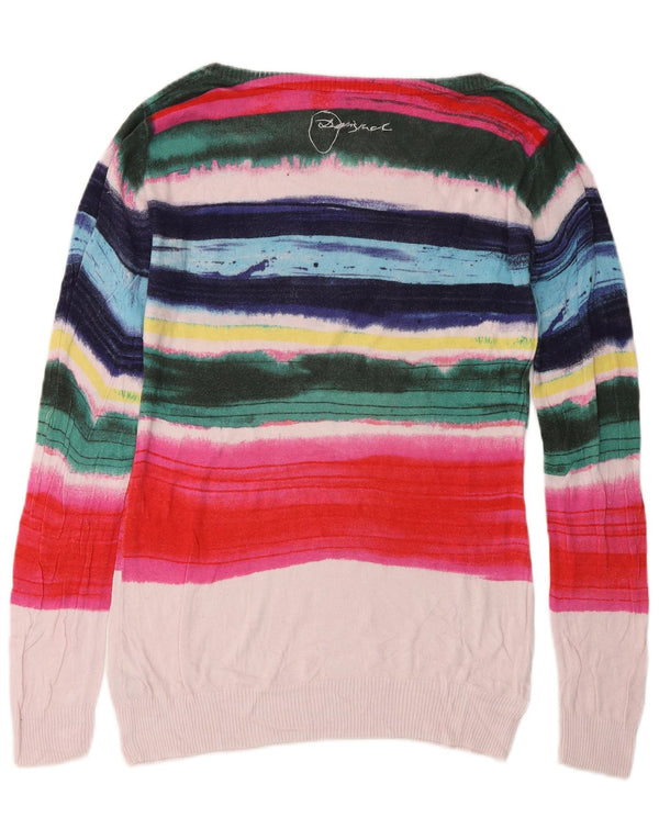 Desigual Donna Maglione con scollo a barchetta Maglione UK 18 XL a righe multicolore