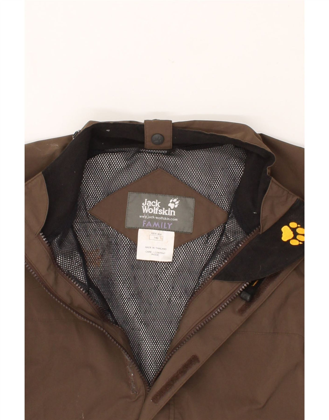 JACK WOLFSKIN Boys Rain Jacket 9-10 Years Brown Vintage Jack Wolfskin and Second-Hand Jack Wolfskin from Messina Hembry 