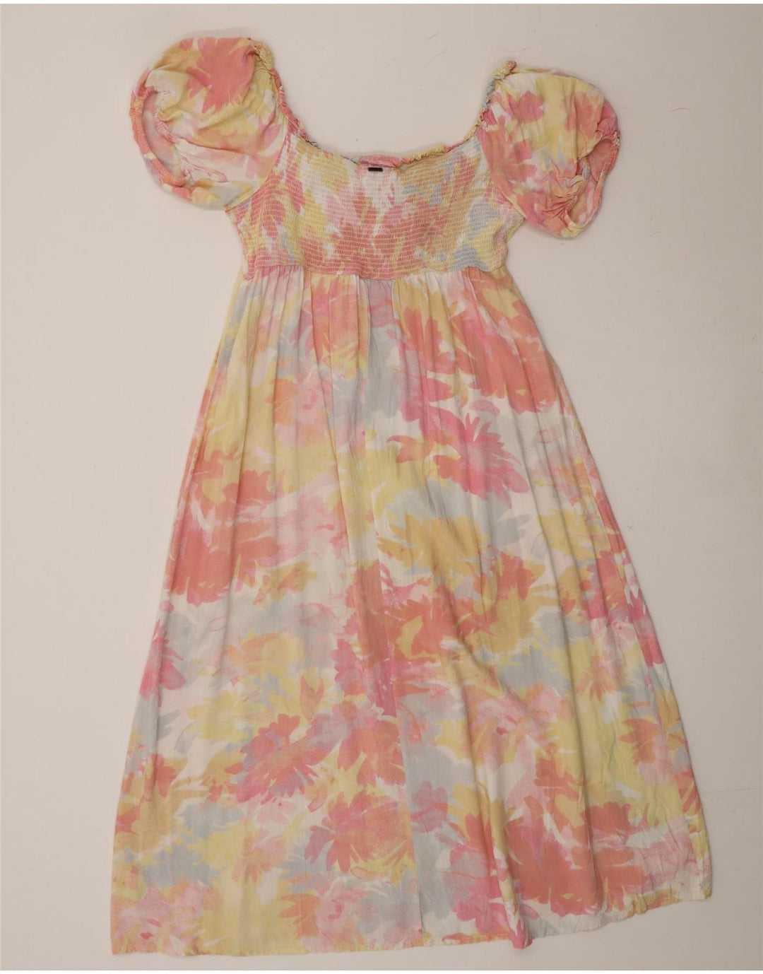 O'NEILL Womens A-Line Dress UK 14 Large Multicoloured Tie Dye Viscose Vintage O'Neill and Second-Hand O'Neill from Messina Hembry 