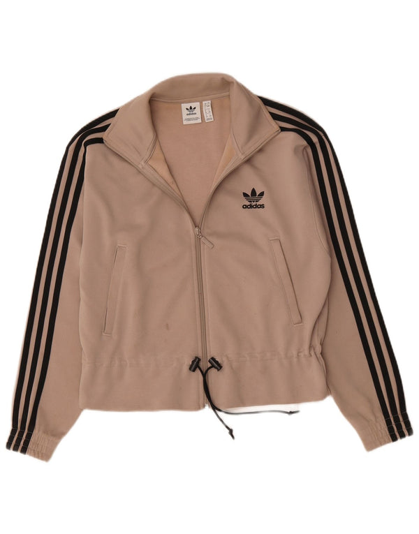 Giacca da ginnastica oversize da donna Adidas UK 8 Small Beige Poliestere