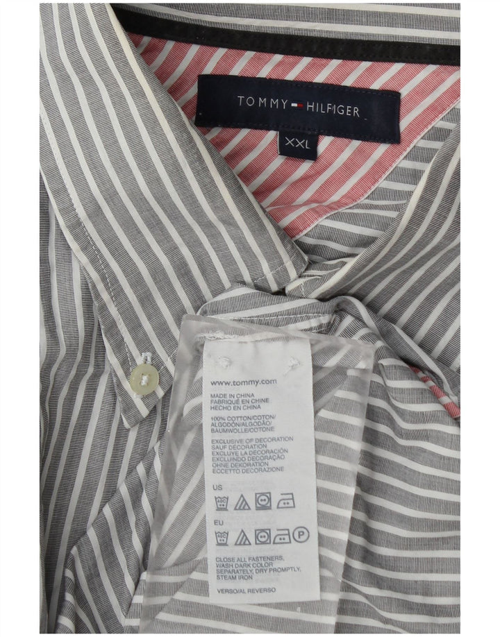 Camicia da uomo Tommy Hilfiger 2XL cotone a righe grigie