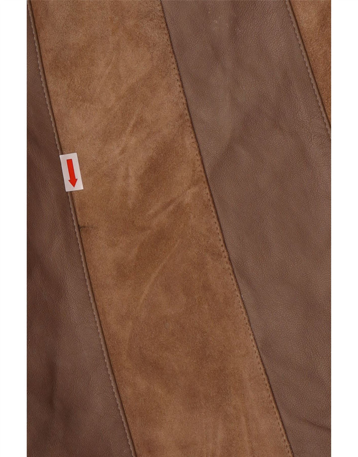 Cappotto in pelle vestibilità ampia da donna Norma UK 14 Classico a righe marrone medio