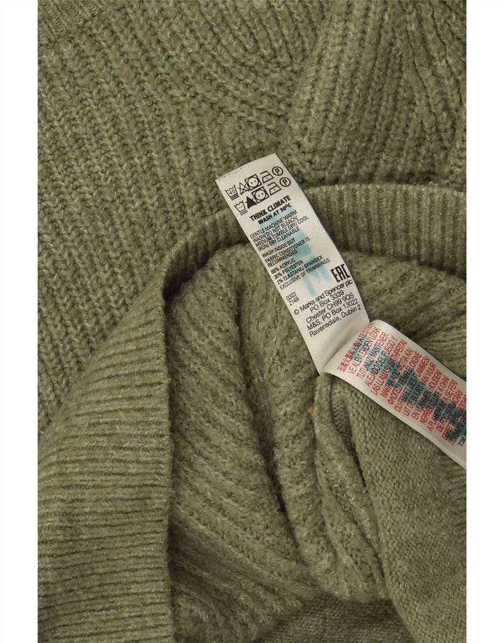 Maglione maglione con scollo a barca da donna Marks & Spencer UK 10 piccolo kaki