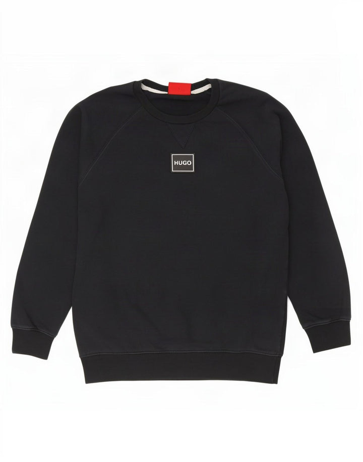 Felpa da uomo Hugo Boss Maglione grande in cotone blu navy