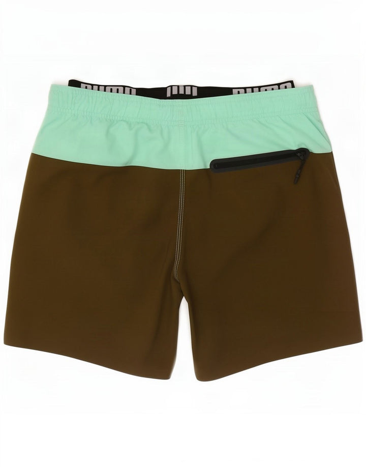 Pantaloncini da bagno grafici da uomo Puma XS Khaki Colourblock in poliestere
