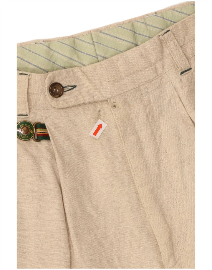 Pantaloni da abito da uomo con pedge VINTAGE IT 46 Small W32 L31 Lino beige