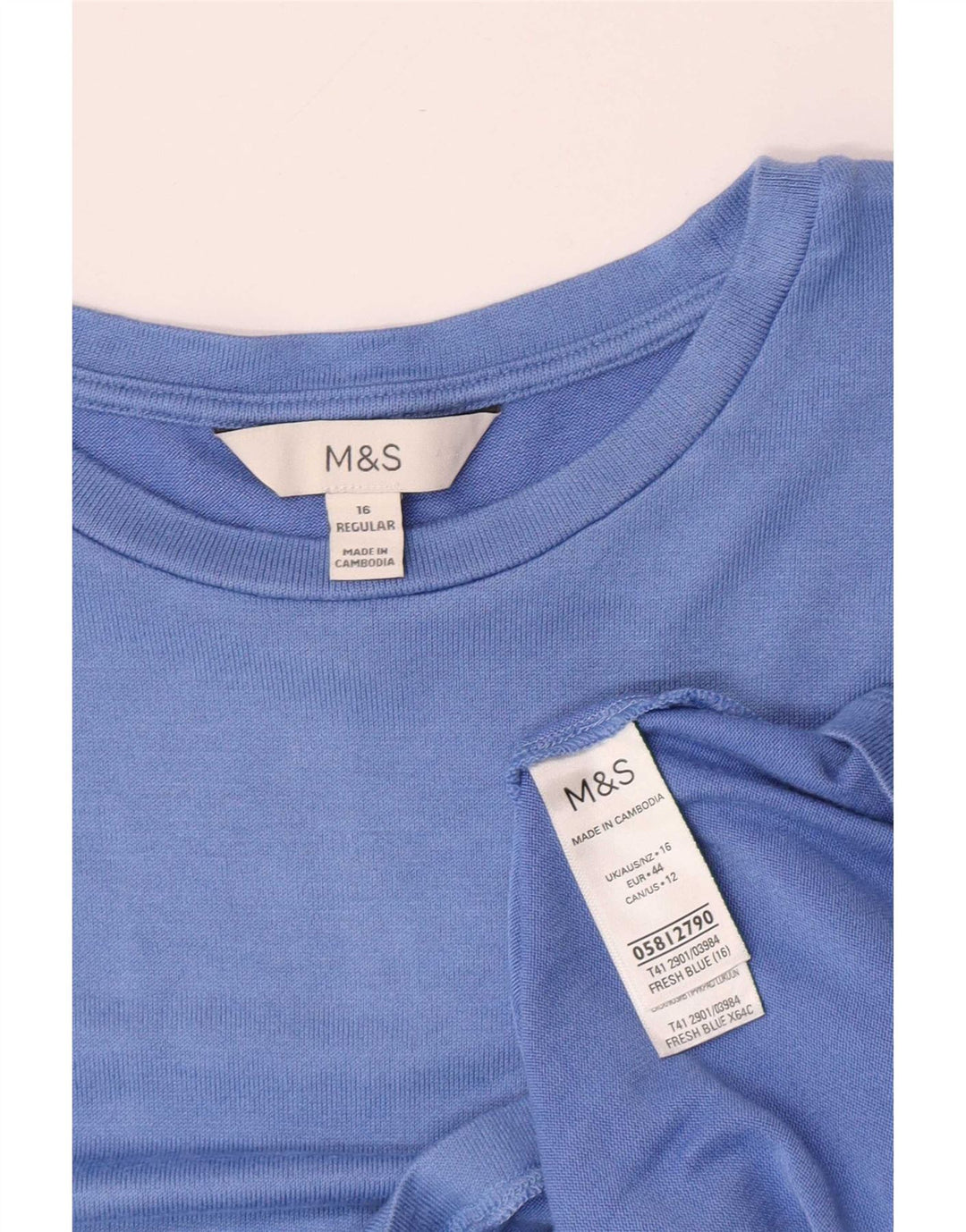 Marks & Spencer Top da donna a maniche lunghe UK 16 Large Blu in viscosa