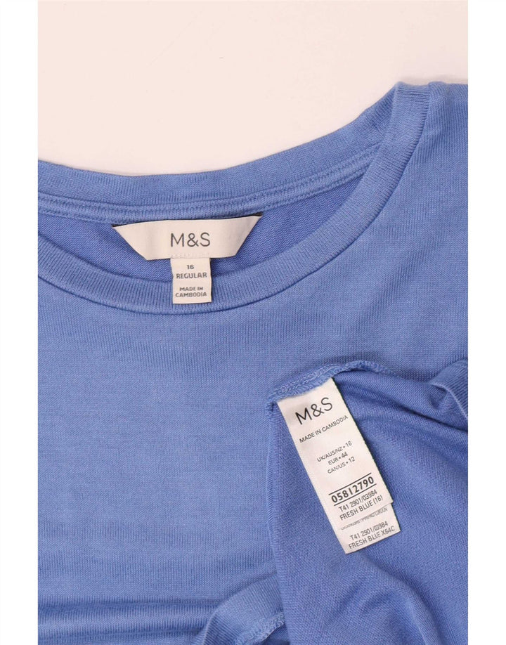 Marks & Spencer Top da donna a maniche lunghe UK 16 Large Blu in viscosa