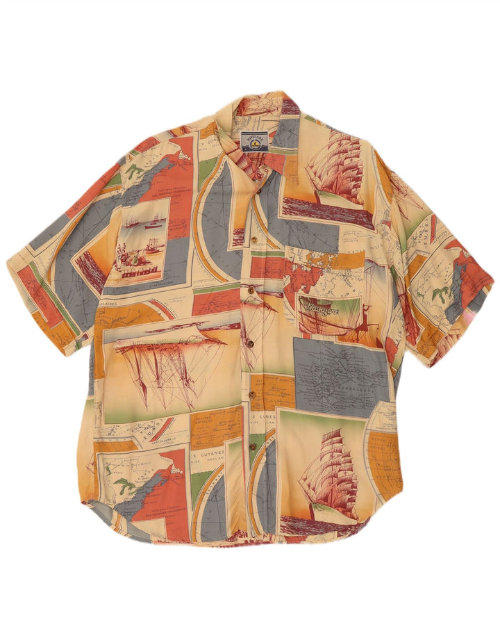 NAVIGARE Camicia da uomo a maniche corte grande patchwork multicolore
