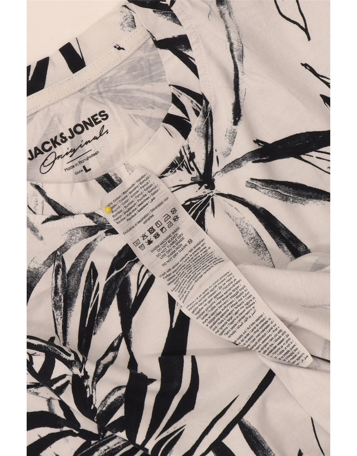 T-shirt da uomo Jack & Jones Top grande in cotone floreale bianco