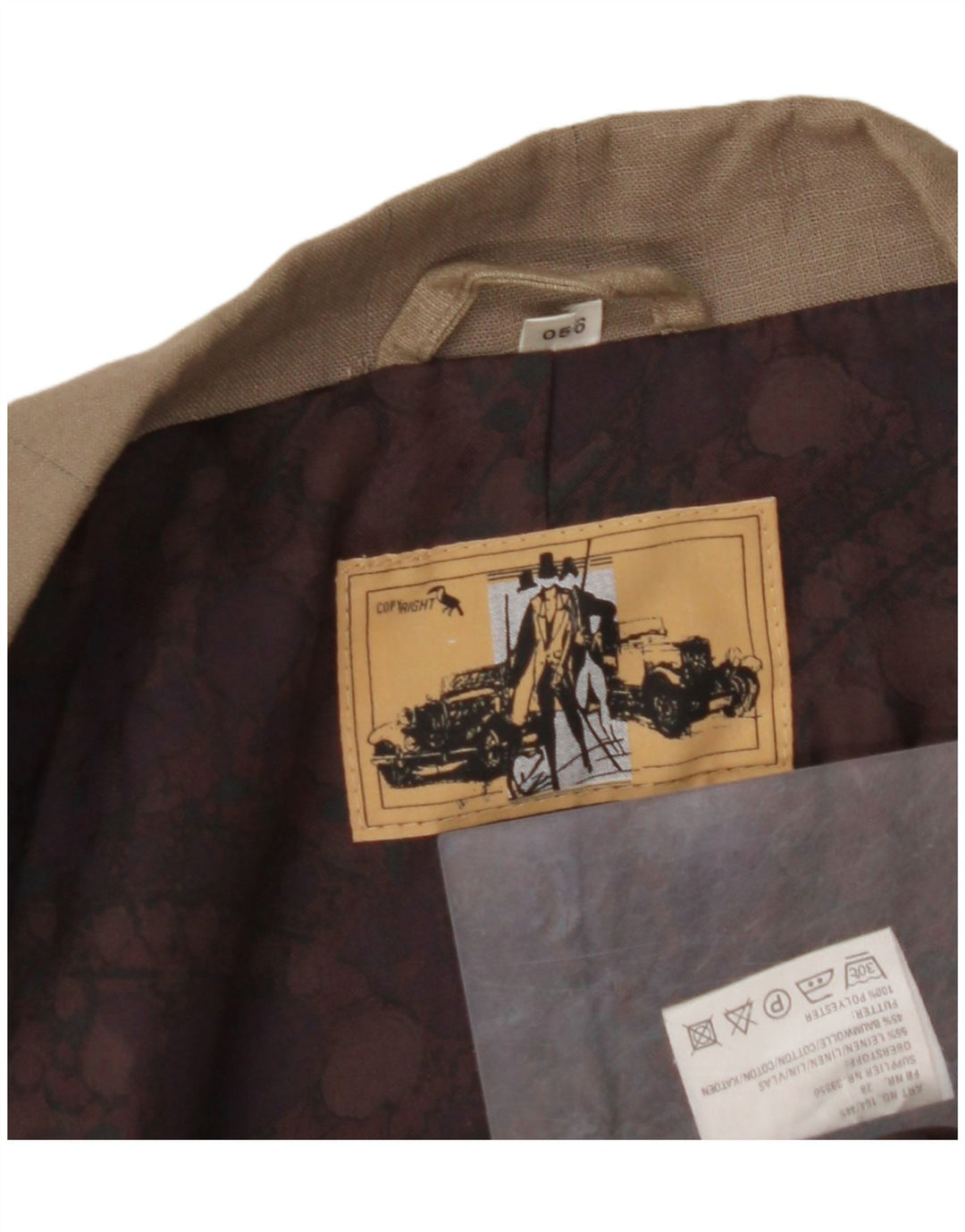 Giacca blazer doppiopetto da uomo VINTAGE EU 56 3XL Lino marrone