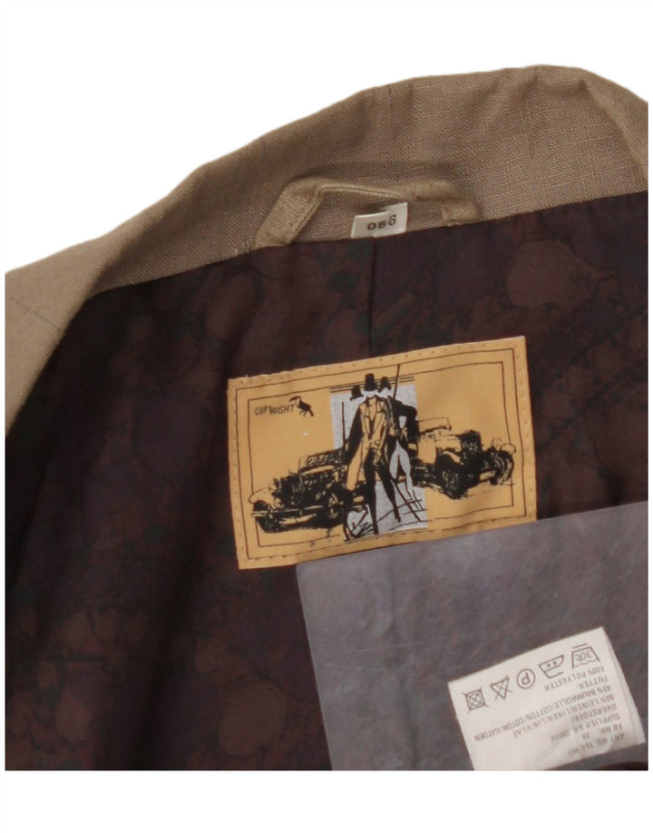 Giacca blazer doppiopetto da uomo VINTAGE EU 56 3XL Lino marrone