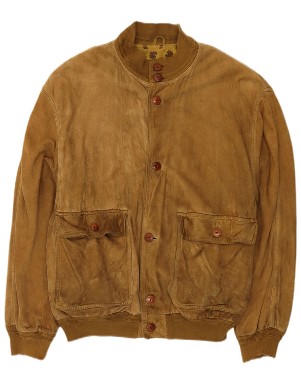 Scout Mens Suede Bomber Jacket UK 40 Large Beige