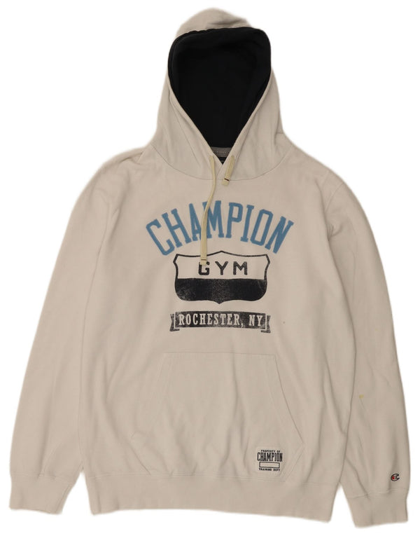 Felpa con cappuccio grafica da uomo Champion XL in cotone bianco