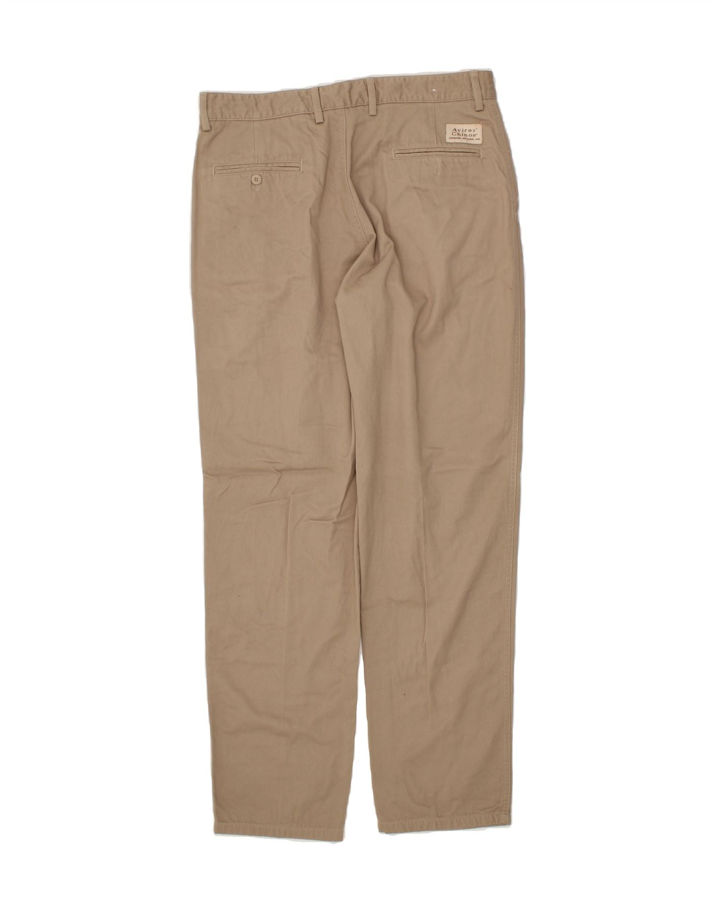 AVIREX Mens Tapered Chino Trousers W36 L34 Beige Cotton – Messina