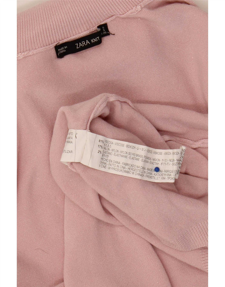 Maglione maglione collo alto da donna Zara UK 10 piccolo rosa viscosa