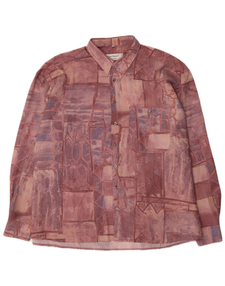 Jean Chatel Camicia da uomo Taglia 45/46 XL Patchwork bordeaux