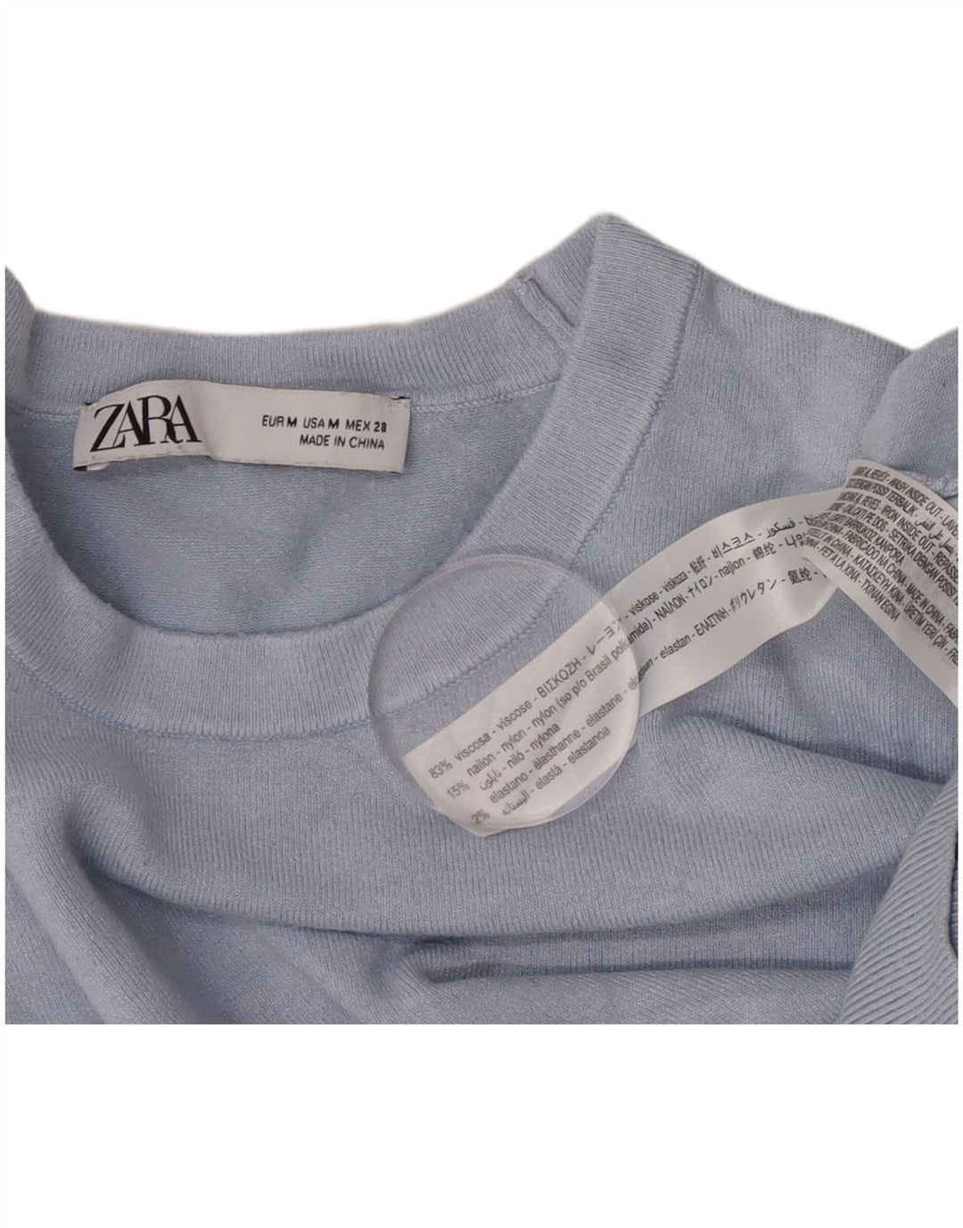 Maglione maglione girocollo da donna Zara UK 12 Viscosa blu medio
