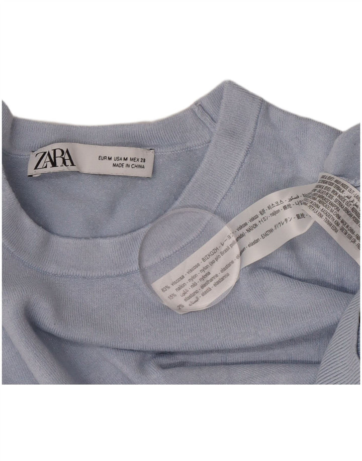 Maglione maglione girocollo da donna Zara UK 12 Viscosa blu medio