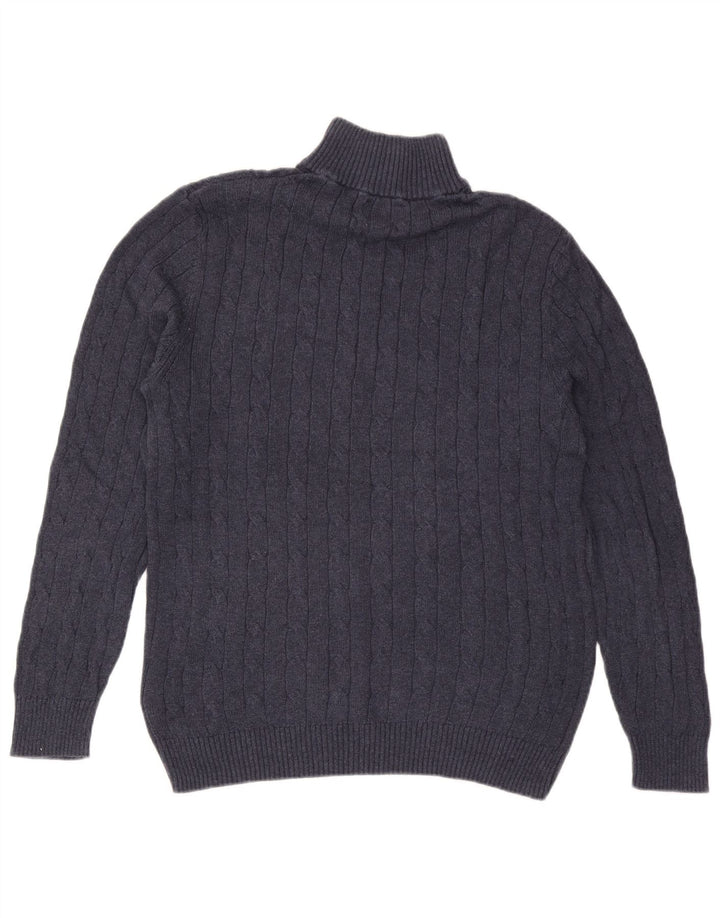 Maglione da uomo con collo con zip White Stuff, cotone medio blu navy