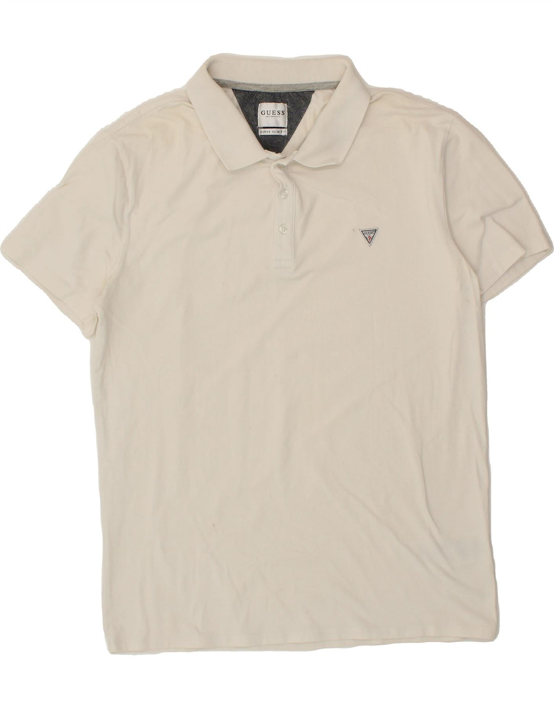 GUESS Mens Slim Fit Polo Shirt XL White Cotton Vintage Guess and Second-Hand Guess from Messina Hembry 
