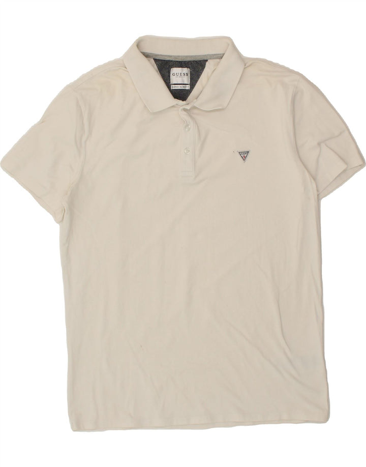 GUESS Mens Slim Fit Polo Shirt XL White Cotton Vintage Guess and Second-Hand Guess from Messina Hembry 