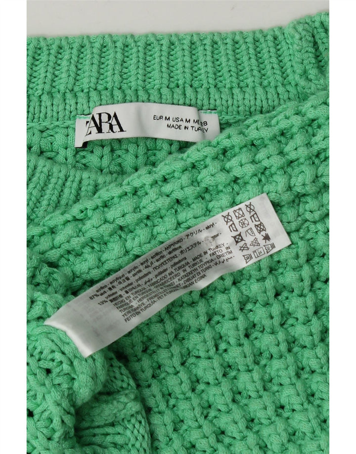 Maglione girocollo oversize corto da donna Zara UK 14 Verde medio